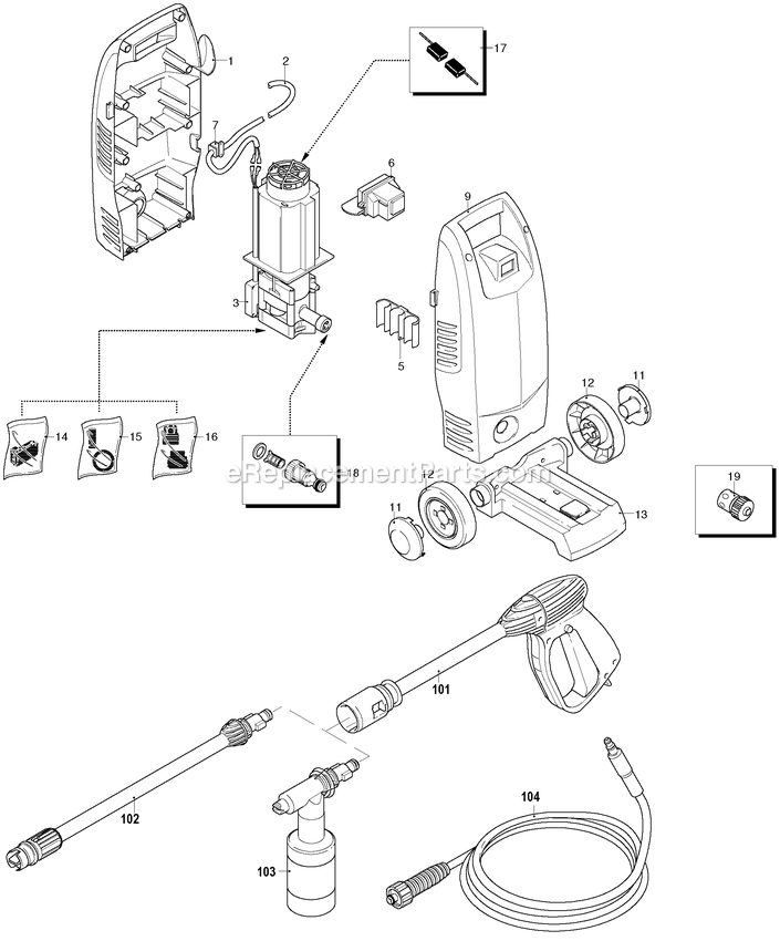 Black and Decker PW1360-BR (Type 1) 1450psi Pressure Washer Power Tool Page A Diagram